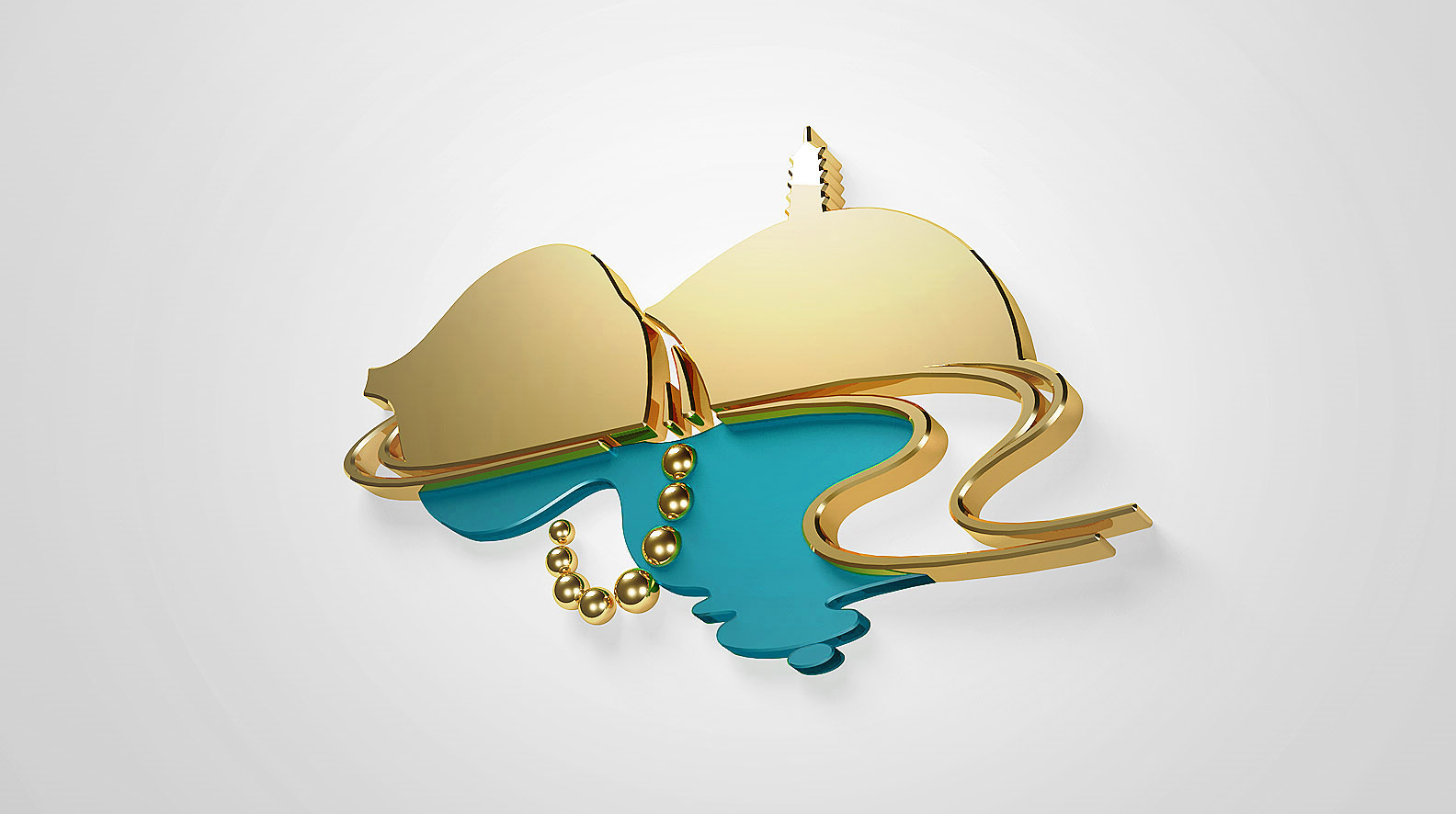 標志以濟公的酒葫蘆作為主體圖形，強化標志與眾不同的個性與識別性，強化濟公故里人文特色。
赤城山、梁妃塔，石梁瀑布有機的融入標志的上部分，佛珠、湖水融入葫蘆的下半部分，中間以云霧霞(仙)氣分割。
山水景致、古建，傳遞出天臺優美的自然景觀與人文歷史，佛珠與仙氣的元素突顯了天臺佛宗道源的文化與禪意。
標志寓意與韻味豐滿，同時也包羅了天臺的地域文化特征，優美而傳神。

梁妃塔在夕陽余輝的映襯下正熠熠生輝，一汪瀑布飛流而下，清澄的湖水洗凈俗世的靈魂，紫氣東來，佛珠虔誠。
